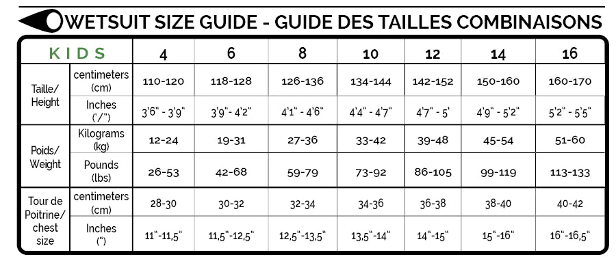 חליפת גלישה לילדים ונוער 4/3 סגירה אחורית -Sooruz Fly+ JR 4/3