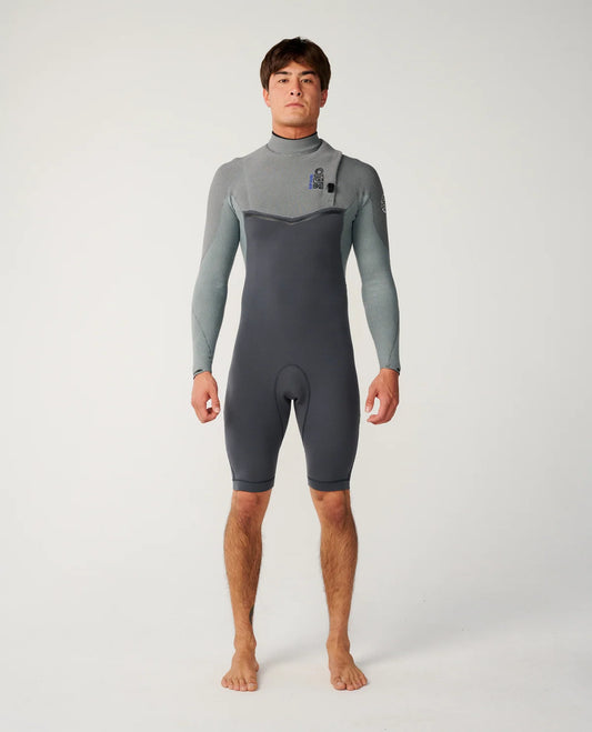 חליפת גלישה קצרה לגברים - E-BOMB 2/2MM LONG SLEEVE ZIP FREE SPRINGSUIT